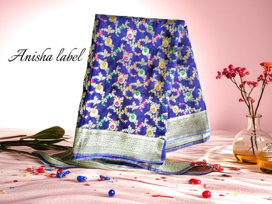 PURPLE BANARASI ALLOVER DESIGN MEENAKARI KHADDI GEORGETTE SAREE WITH BLOUSE