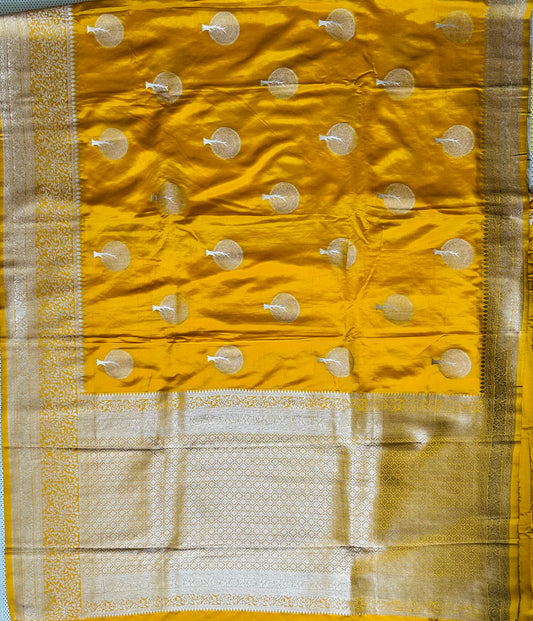 MANGO YELLOW MASHRU SILK BANARASI SAREE WITH RICHPALLU WITH BLOUSE✨