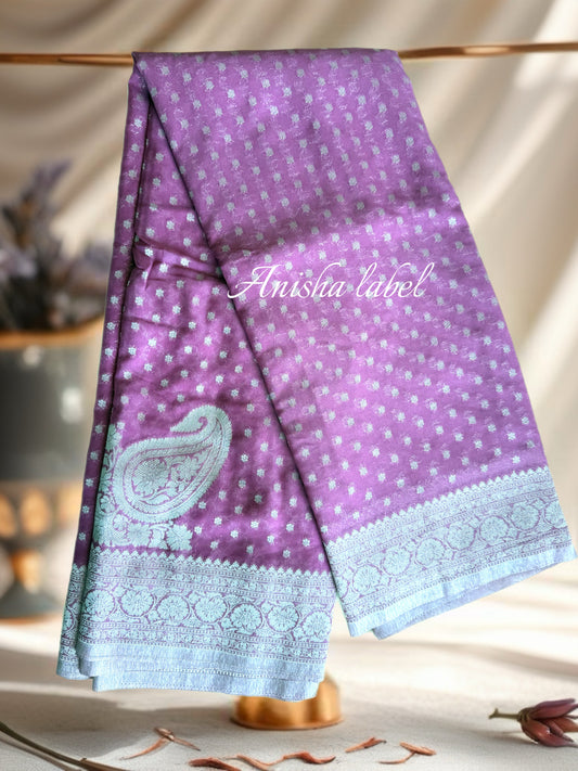 SOFT GEORGETTE PINK SILVER ZARI WEAVING SAREE WITH RICHPALLU AND BLOUSE✨
