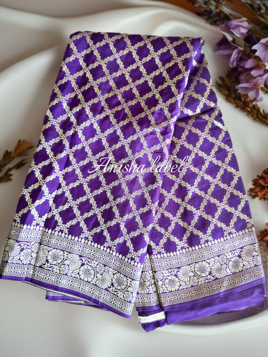 PURPLE BANARASI ALLOVER DESIGN SAREE RICHPALLU WITH BLOUSE