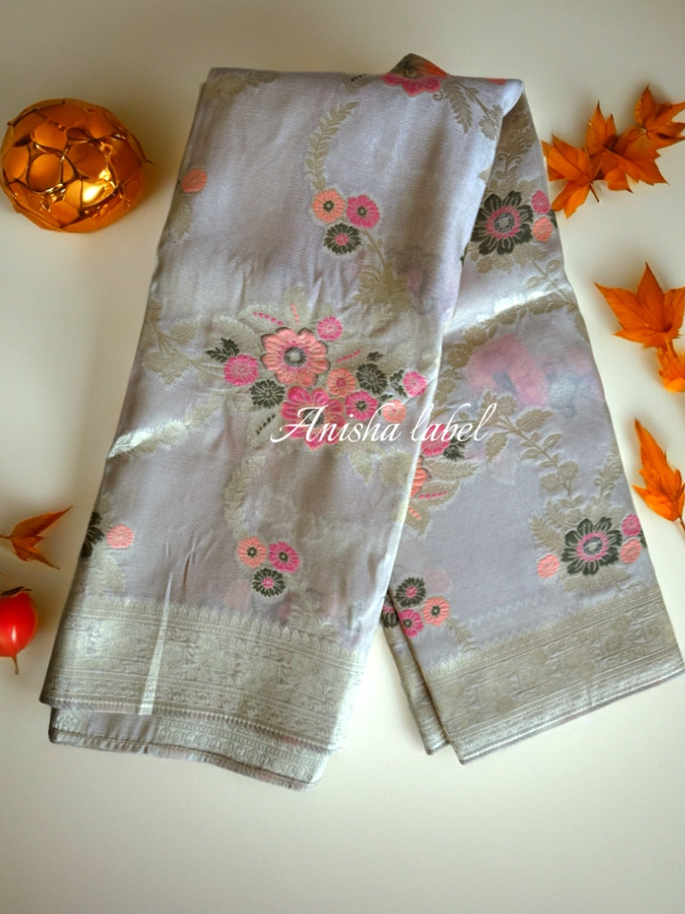TISSUE ALLOVER BANARASI WORK SAREE AND RICHPALLU WITH BLOUSE